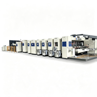 Machine d'impression de boîtes en carton ondulé entièrement automatique, imprimante flexographique, découpeuse, plieuse, machine à coller