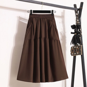 2025 falda de paraguas de verano de cintura alta de longitud media de mezclilla negra transpirable versátil estampado Digital Casual de gran tamaño para Natural - Product Image 3