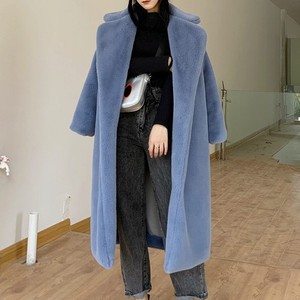 Manteau mi-long en fourrure de vison et patchwork pour femme, coupe ample, hiver, tendance - Product Image 1