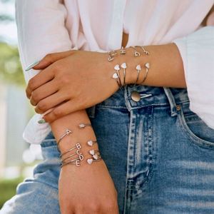 Dylam F Initial <b>Charm</b> <b>Bangles</b> Heart Butterfly 26 Letters Alphabet <b>Bangle</b> for Women Girls Letter <b>Bangle</b> Personalized Jewelry - Product Image 2