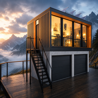 Maison modulaire solaire de luxe hors réseau, type conteneur, avec garage, bureau extérieur, chambre d'hôtes, utilisation hôtelière