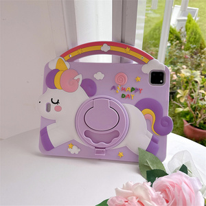เคสแท็บเล็ตซิลิโคนรูปยูนิคอร์นแบบมีขาตั้งสีรุ้งสำหรับ iPad Air 7 8 9 Gen 6 10 9 A16 11 Pro Inch Holder ฝาครอบลายการ์ตูนเป็ดน่ารัก - Product Image 4