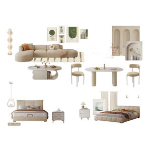 Lit King Size Moderne Blanc Crème avec Rangement et Design Modulaire pour Adultes, Meuble de <span class=keywords><strong>Chambre</strong></span> à Coucher pour Appartements - Product Image 5