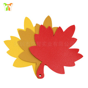 En stock: Posavasos de cuero con diseño de hoja de arce, aislante del calor, para tazas de café, decorativo para restaurantes occidentales, antideslizante - Product Image 3