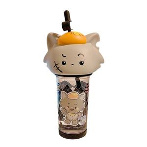 Bouteille d'eau Zuo Mu Cute Cat en Tritan sans BPA avec paille pour le camping et l'usage quotidien - Product Image 1