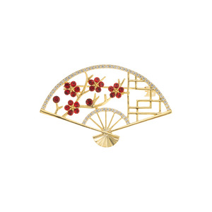 Muyu Plum Blossom Fan Brooch Zinc Alloy Unisex Party Accessory - Product Image 5