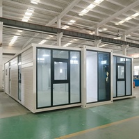 Maison préfabriquée de luxe modulaire extensible de 40 pieds avec deux chambres et porte vitrée en conteneur maritime de 40 pieds