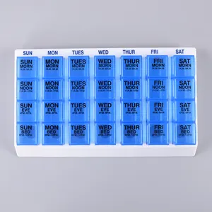 7 Dias 28 MM-PB070 Multi Cores Retângulo de Plástico Compartimentos Caixa de Comprimidos Lembrete Medicação com Bandeja Para Idosos