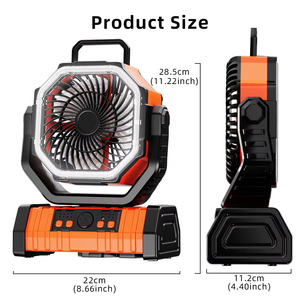 Mini ventilateur USB portable 20000 mAh avec lumière LED, alimenté par batterie, pour camping en extérieur, rechargeable, électronique grand public - Product Image 5