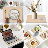 Set de table antidérapant double face couleur avec texture simili cuir, résistant à la chaleur, pour table de salle à manger, cuisine, OEM