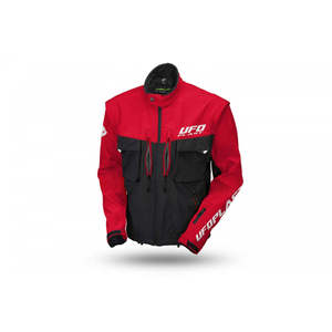Giacca TAIGA Enduro moto Racing gilet nero/rosso con maniche staccabili e preparazione di protezione - Product Image 2