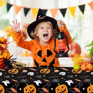 Nappe rectangulaire en plastique effet toile d'araignée 54" x 108" Grande taille pour Halloween, décoration de table pour la maison et les fêtes - Product Image 4