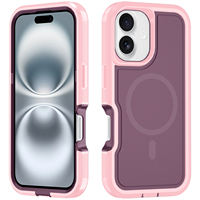 Étui de téléphone magnétique rigide 3-en-1 Sports Defender pour iPhone 16 Plus avec recharge sans fil