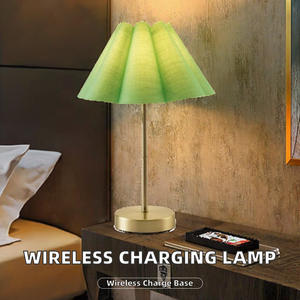 Modern Design <b>Wireless</b> <b>Charging</b> <b>Stand</b> Night Lamp with Fabric Drum Shade Portable USB Type C Table Lighting for Hotels - Product Image 4
