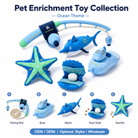 Ensemble de jeu pour chien 5-en-1 Animaux marins : Corde, Sifflet, Puzzle olfactif |   Jouet en peluche Ocean Snuffle pour animaux de compagnie, avec compartiment à friandises et couineur, interactif