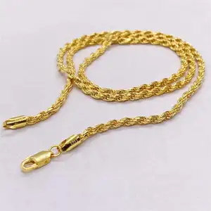 Joyería fina de plata 925, collar de cadena de cuerda torcida chapado en oro PVD de 18 quilates, collar de plata de ley 925 para hombres y mujeres, accesorios de joyería - Product Image 1