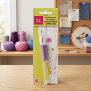 HC0028 Punch Needle <b>Tool</b> and threader Punch Needle <b>Tool</b> with Threader Purple Handle Craft Sewing Accessory - Product Image 3