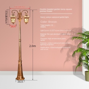 Farola de Jardín para Exteriores, Doble Lámpara LED IP66, Alimentación CA, Sensor de Movimiento, Poste Metálico Resistente a la Intemperie, Regulable, 10 Años de Duración - Product Image 3