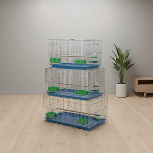 Cage d'élevage pour oiseaux en acier inoxydable avec treillis métallique, grande cage simple pour perroquets avec revêtement PVC et plateau en plastique - Product Image 3