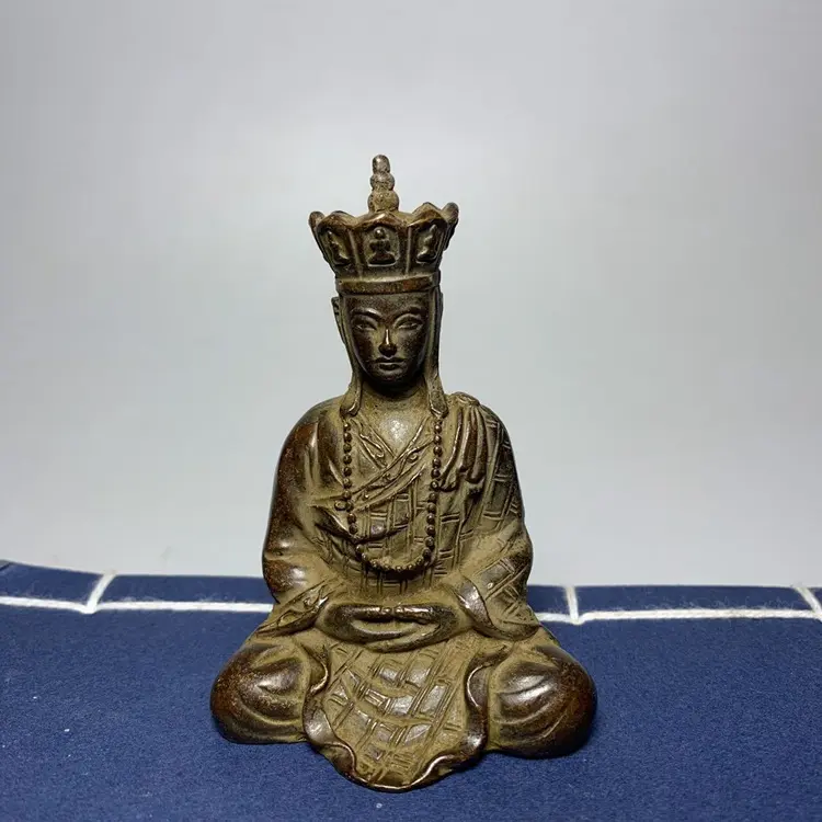 Colección antigua pulgadas Buda Dizang Bodhisattva como trompeta vintage Dizang King Buda Chapado en bronce