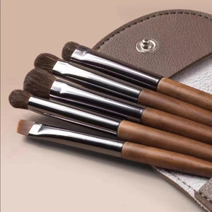 5-Piece Horsehair Makeup Brush Set Wooden Handle Natural Hair <b>Eye</b> <b>Shadow</b> Brushes - Product Image 2
