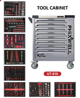 PHIXWELL Armoire à outils roulante classique à 8 tiroirs en fer et en métal avec ensemble d'outils pour la réparation automobile