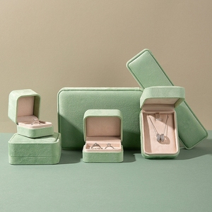 Boîte à bijoux en velours personnalisée, couleur macaron fraîche, boîte à bijoux vert menthe, boîte à bijoux arrondie, logo personnalisable - Product Image 4