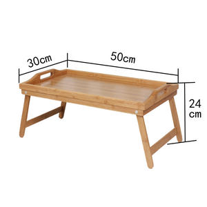 Mesa de bambú para cama con patas plegables, bandeja portátil plegable para computadora portátil, bandeja para refrigerios, bandeja para desayuno - Product Image 1