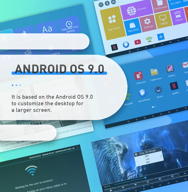 Short Throw DLP Projector Mini Smart Mobile Phone 4K 3D Projector with Android 9.0 OS