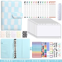 Journal créatif en cuir PU avec motif à carreaux taille A5/A6 carnet rechargeable planificateur d'enveloppe de caisse magnétique à feuilles mobiles
