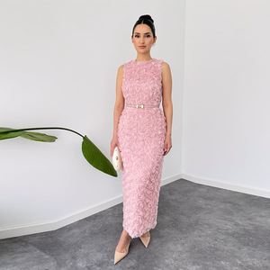 Abito Floreale da Donna 3D <span class=keywords><strong>Elegante</strong></span> Senza Maniche <span class=keywords><strong>con</strong></span> <span class=keywords><strong>Scollo</strong></span> a Barca, Maxi Abito <span class=keywords><strong>con</strong></span> Orlo Arricciato e Silhouette a Tubino - Product Image 1