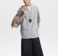Twee-Design Heren Zomer T-Shirts Met Korte Mouwen En V-Hals 100% Katoenen Gebreide Top Met Halve Mouwen, Oversized Fit Grijs