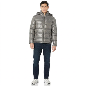 Custom Made <b>Men's</b> Winter Canvas Puffer <b>Jacket</b> with Front Logo High Quality <b>Long</b> Sleeve Stand Collar Breathable & Quick Dry - Product Image 1