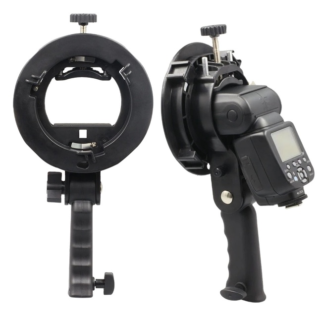 S-Type Bracket NEW Handheld Grip Bowens S Mount Holder for Speedlite Flash Snoot Softbox Beauty Dish Honeycomb for Godox Flash