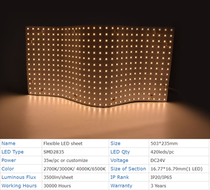 Panel de Lámina LED Flexible Cortable de un Solo Color, Ultra Delgado, 503*235mm, Alta Densidad SMD2835, 420LEDs/PC, Retroiluminación para Onyx - Product Image 2