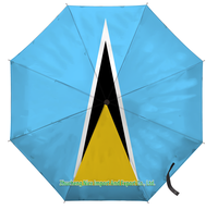 Paraguas plegable con bandera de Santa Lucía, apertura y cierre automático, paraguas compacto con bandera, portátil, grande, para protección contra la lluvia, resistente al viento