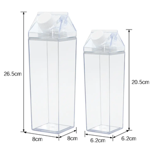 ขวดน้ำพลาสติกแบบกล่องนม ปลอดสาร BPA ใช้ซ้ำได้ ป้องกันการรั่วซึม สำหรับชาหรือเครื่องดื่มอื่นๆ ขายส่ง - Product Image 4
