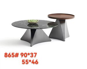 Juego de mesa de centro moderno de lujo con superficie de mármol natural y patas de metal, mesa redonda para uso en villas, hoteles y restaurantes. - Product Image 2