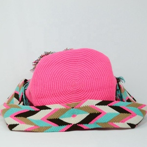 De ganchillo de algodón de las mujeres Rosa hecho a mano bolsas de hombro de bolso <span class=keywords><strong>Wayuu</strong></span> Mochila bolsa - Product Image 5
