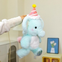Peluche Éléphant Assis Adorable, Douce et Moelleuse, avec Oreilles en Patchwork, pour Décoration de Chambre, Cadeau d'Anniversaire ou de Fête Thème Zoo