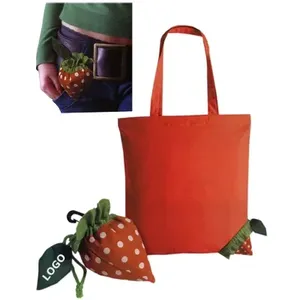 Borsa shopper richiudibile a forma di fragola, gadget personalizzati - Product Image 1
