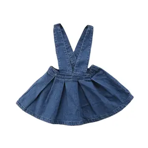 Джинсовая юбка для маленьких девочек, модная джинсовая комбинезон на заказ, одежда принцессы, оптовая продажа