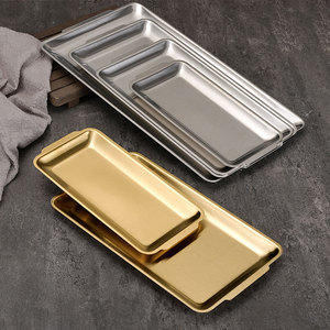 Stainless Steel Rectangular Plate 304 Food Grade Hotel Restaurant Serving <b>Tray</b> For Meat Snacks Coffee <b>Tea</b> - Product Image 1