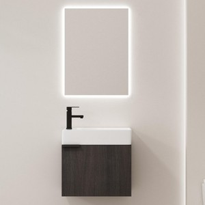 Mueble de baño suspendido con espejo LED y lavabo de cerámica - Product Image 1