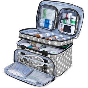 Sac à médicaments léger à double couche, 2 pochettes détachables, organisateur de flacons de pilules pour les urgences médicales estivales, étanche - Product Image 1