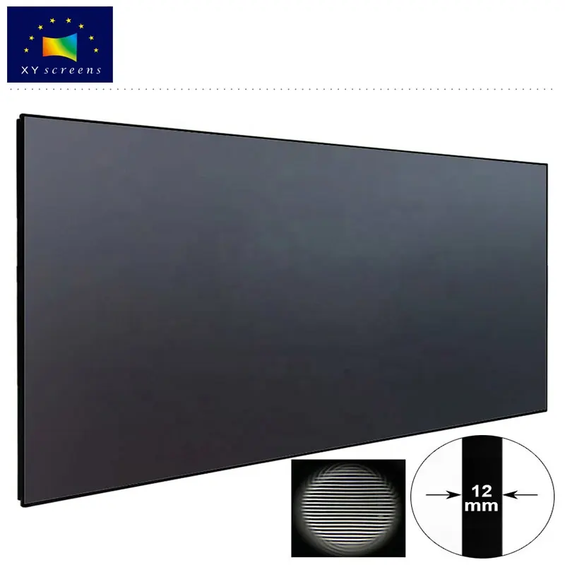 XYscreens 100 inç ev sineması oturma odası 4K 3D HD TV ince alüminyum sabit çerçeve UST projeksiyon perdesi ile ALR PET kristal