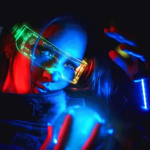 Nicro kacamata Led bercahaya, perlengkapan pesta Neon kreatif kacamata Led, kawat El, Festival konser, karnaval, properti cahaya Led
