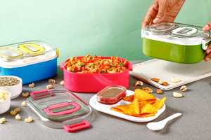 Conteneur de stockage alimentaire en plastique hermétique, robuste et anti-fuite, avec un design empilable à 3 compartiments - Product Image 4