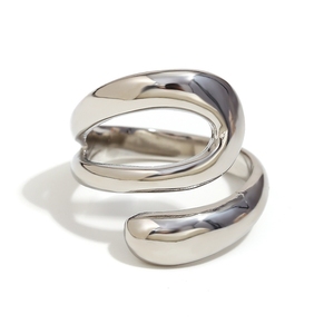 Joyas de diseño único europeo y americano Ins, acero inoxidable chapado en oro de 18 quilates, anillo de serpiente Abierto francés de tres capas - Product Image 6
