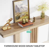 Tribesigns Table d'entrée en MDF de 39 pouces avec base géométrique en forme de U Tables console en bois clair de ferme